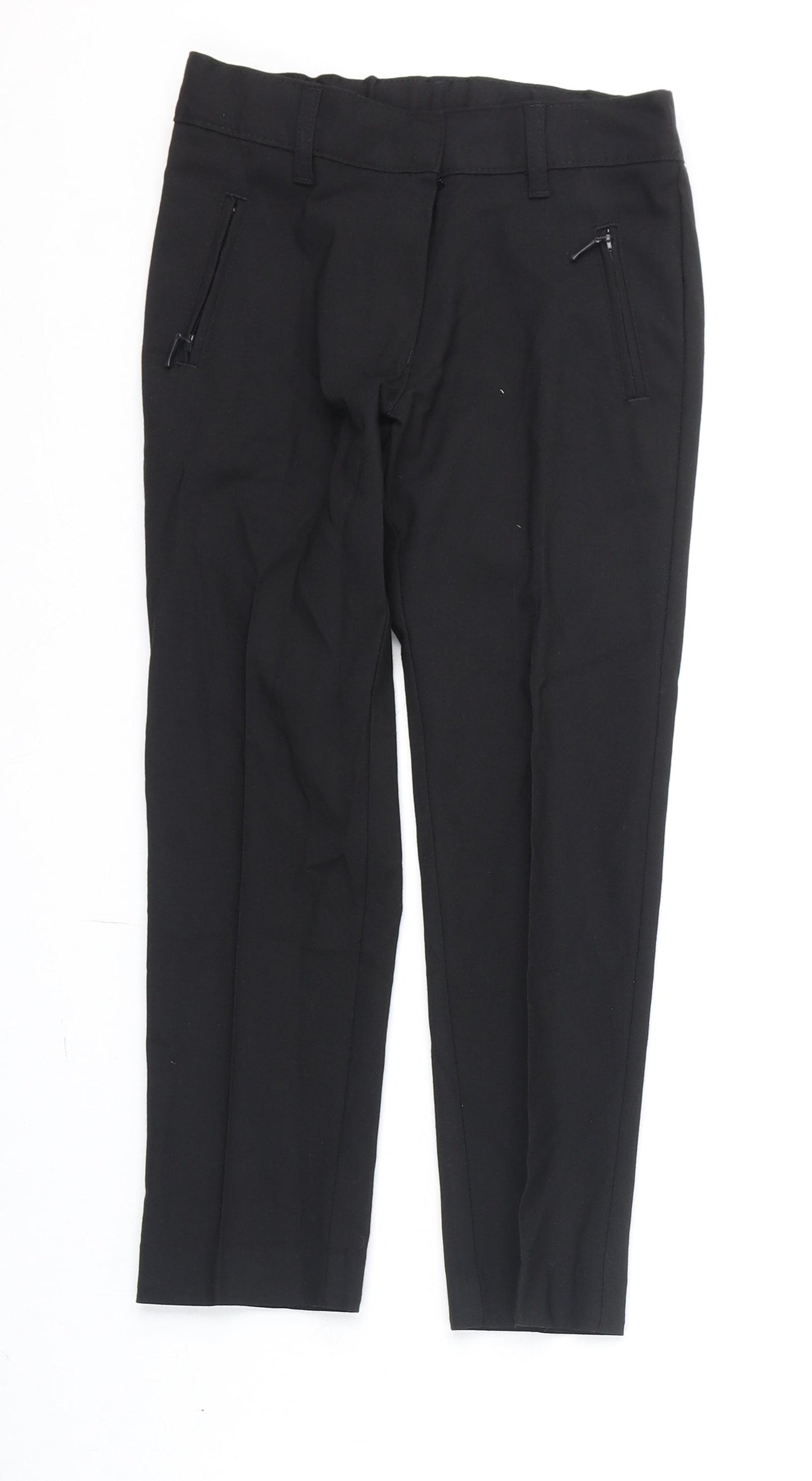 Marks and Spencer Boys Black Polyester Dress Pants Trousers Size 6-7 Years L20 in Regular Zip - Pleat