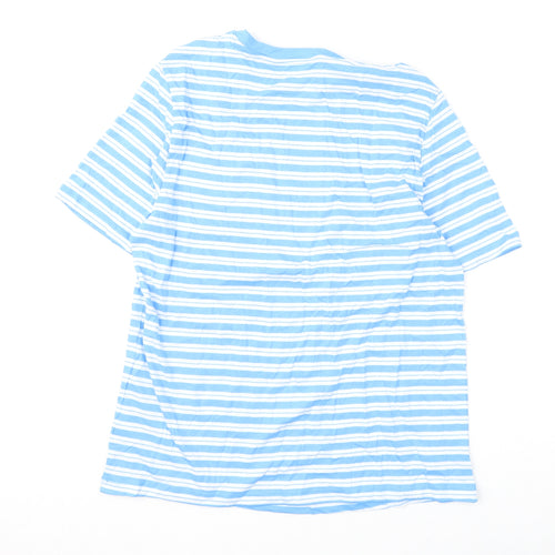 Marks and Spencer Womens Blue Striped Cotton Basic T-Shirt Size 12 Round Neck