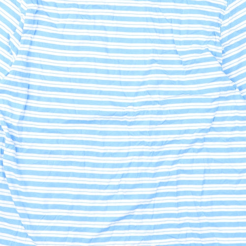 Marks and Spencer Womens Blue Striped Cotton Basic T-Shirt Size 12 Round Neck