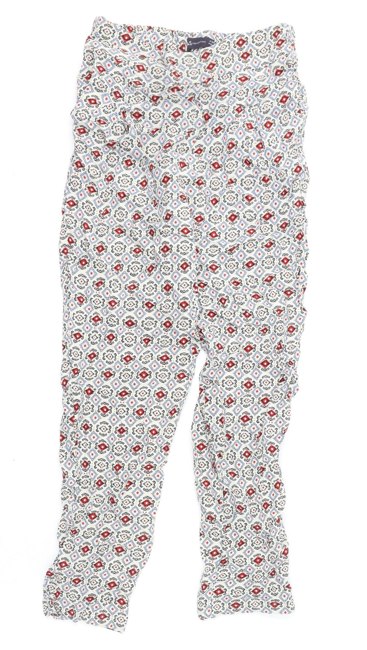 Marks and Spencer Womens Multicoloured Geometric Viscose Trousers Size 6 L23 in Regular