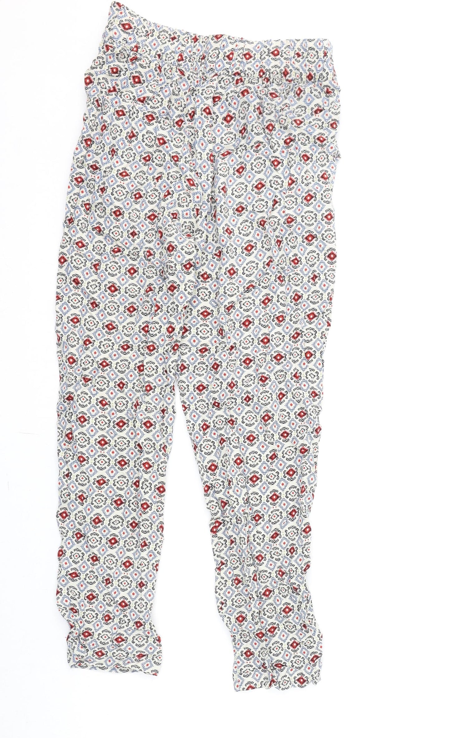 Marks and Spencer Womens Multicoloured Geometric Viscose Trousers Size 6 L23 in Regular