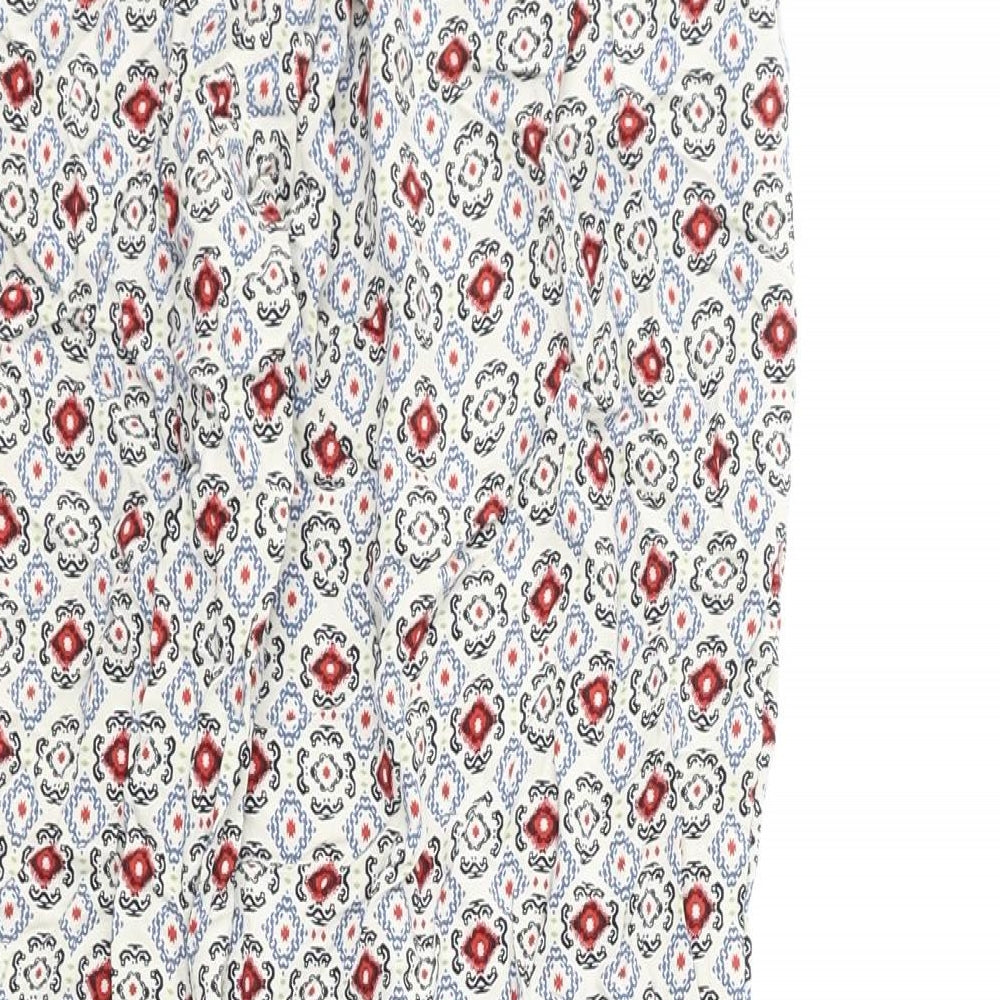 Marks and Spencer Womens Multicoloured Geometric Viscose Trousers Size 6 L23 in Regular