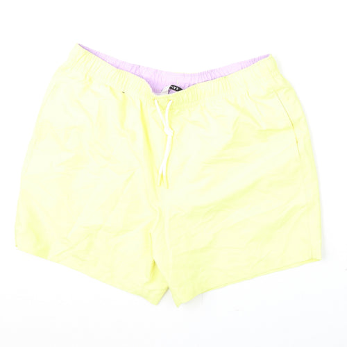 Marks and Spencer Mens Yellow Polyester Bermuda Shorts Size L L6 in Regular Drawstring - Swim Shorts