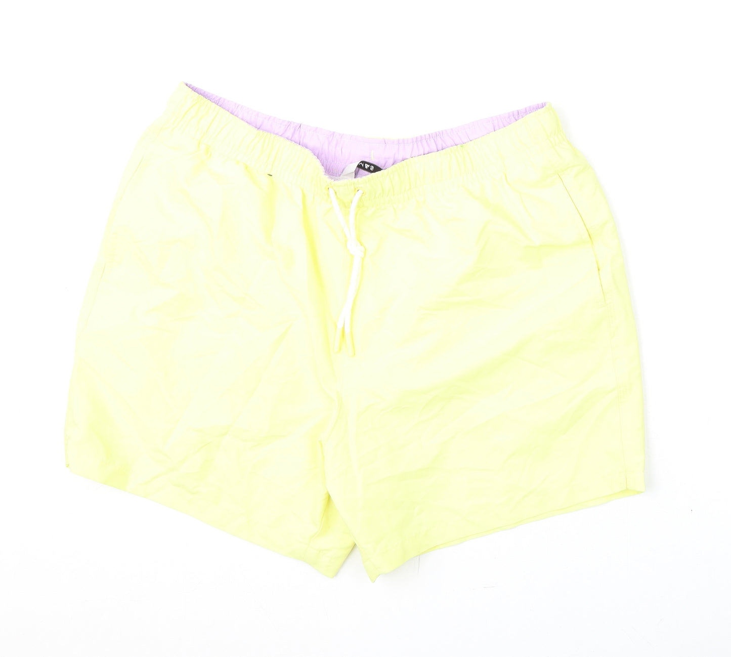 Marks and Spencer Mens Yellow Polyester Bermuda Shorts Size L L6 in Regular Drawstring - Swim Shorts