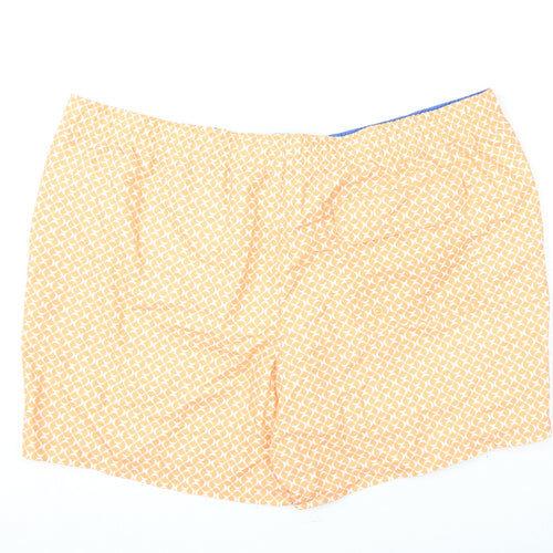 Marks and Spencer Mens Orange Geometric Polyester Bermuda Shorts Size 3XL L6 in Regular Drawstring - Swim Shorts