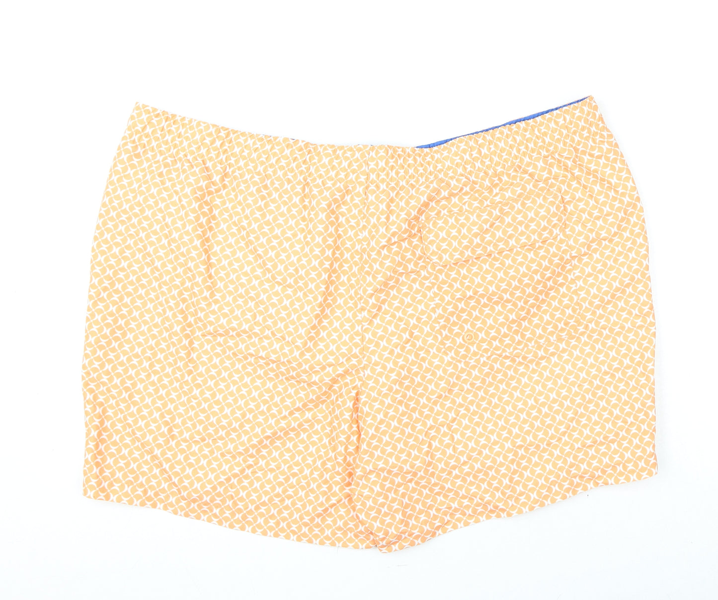 Marks and Spencer Mens Orange Geometric Polyester Bermuda Shorts Size 3XL L6 in Regular Drawstring - Swim Shorts