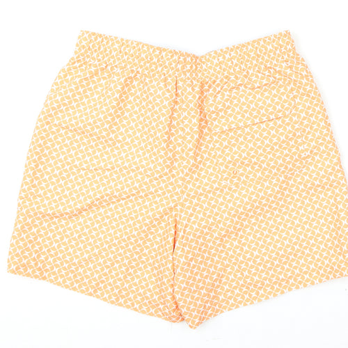 Marks and Spencer Mens Orange Geometric Polyester Bermuda Shorts Size S L6 in Regular Drawstring - Swim Shorts