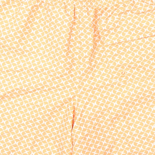 Marks and Spencer Mens Orange Geometric Polyester Bermuda Shorts Size S L6 in Regular Drawstring - Swim Shorts