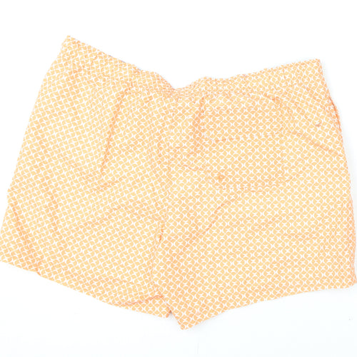 Marks and Spencer Mens Orange Geometric Polyester Bermuda Shorts Size 2XL Regular Drawstring - Swim Shorts