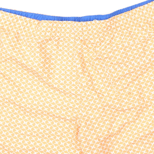Marks and Spencer Mens Orange Geometric Polyester Bermuda Shorts Size 2XL L6 in Regular Drawstring - Swim Shorts