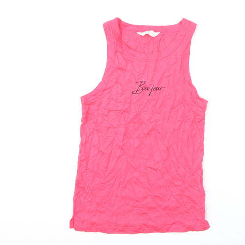 Marks and Spencer Womens Pink Solid Cotton Top Pyjama Top Size XS - Bonjour