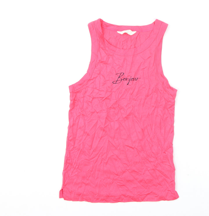 Marks and Spencer Womens Pink Solid Cotton Top Pyjama Top Size XS - Bonjour