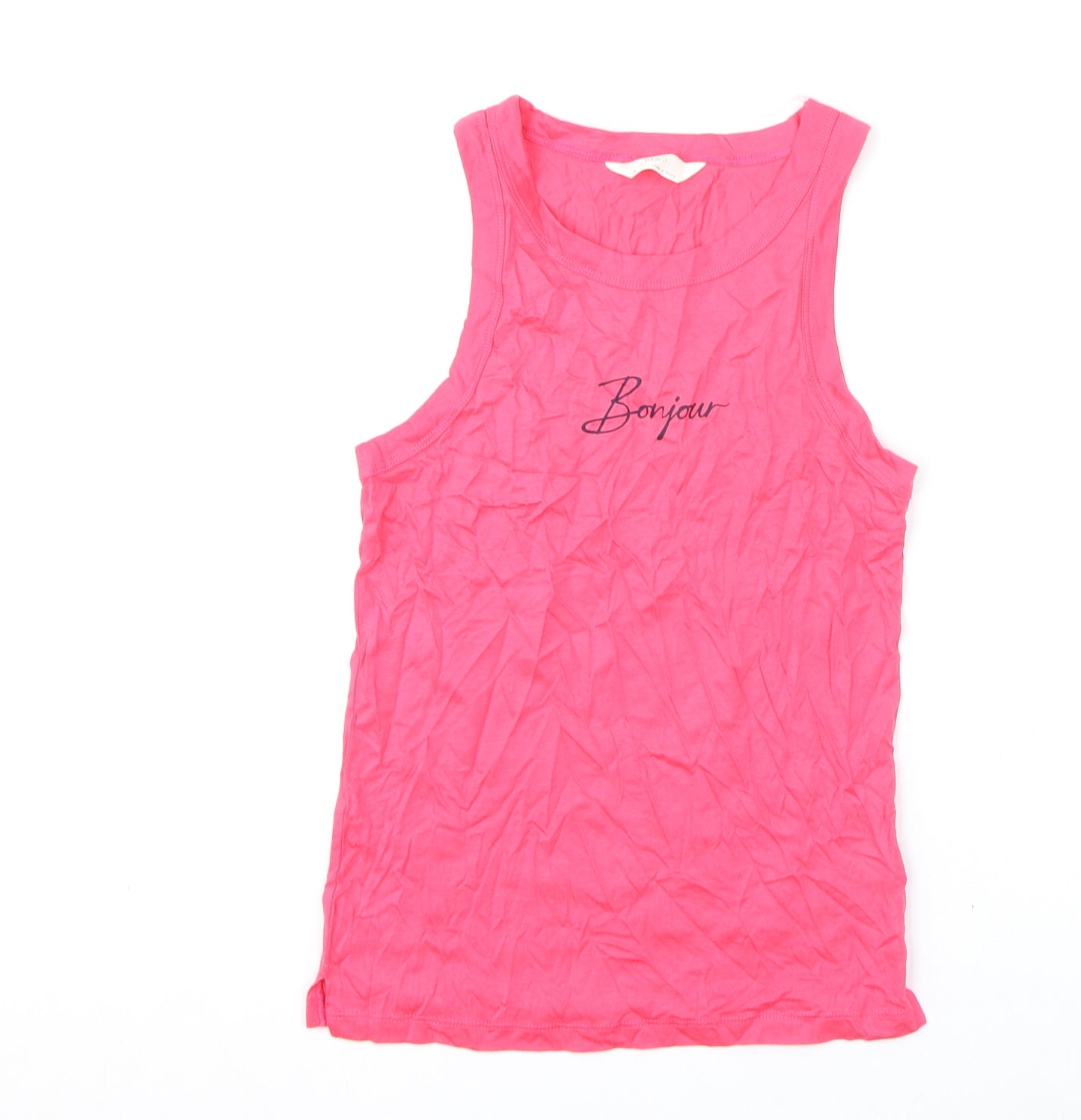 Marks and Spencer Womens Pink Solid Cotton Top Pyjama Top Size XS - Bonjour