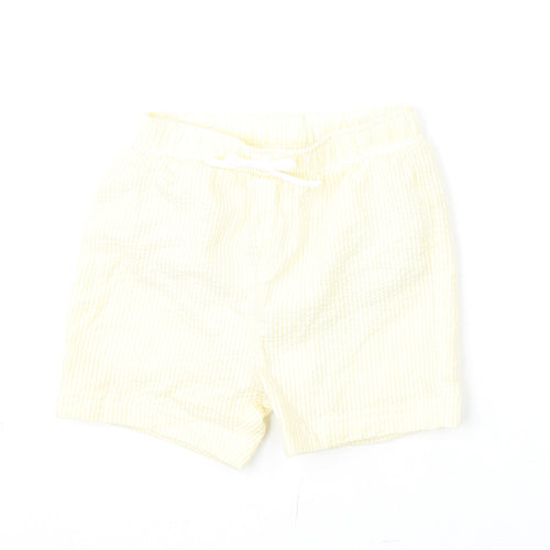 Marks and Spencer Boys Yellow Striped Cotton Cropped Trousers Size 12-18 Months Drawstring - Swim Shorts