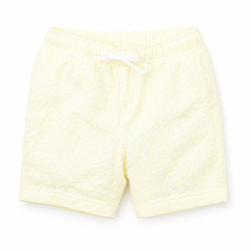 Marks and Spencer Boys Yellow Striped Cotton Cropped Trousers Size 12-18 Months Drawstring - Swim Shorts