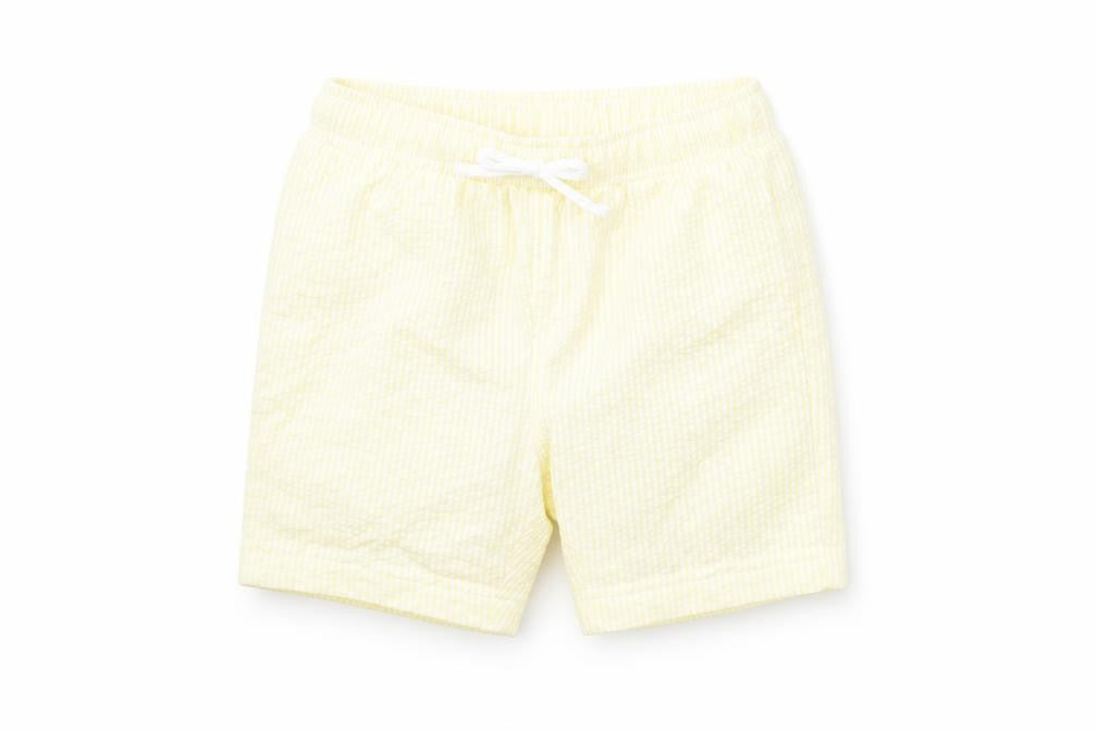 Marks and Spencer Boys Yellow Striped Cotton Cropped Trousers Size 12-18 Months Drawstring - Swim Shorts