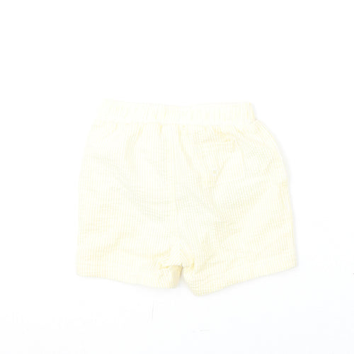 Marks and Spencer Boys Yellow Striped Cotton Cropped Trousers Size 12-18 Months Drawstring - Swim Shorts