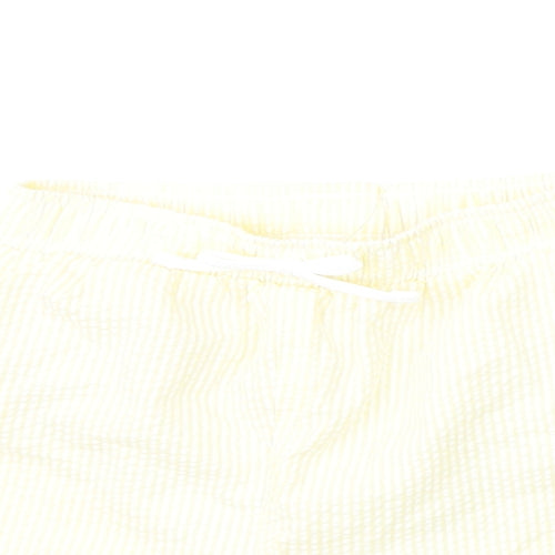 Marks and Spencer Boys Yellow Striped Cotton Cropped Trousers Size 12-18 Months Drawstring - Swim Shorts