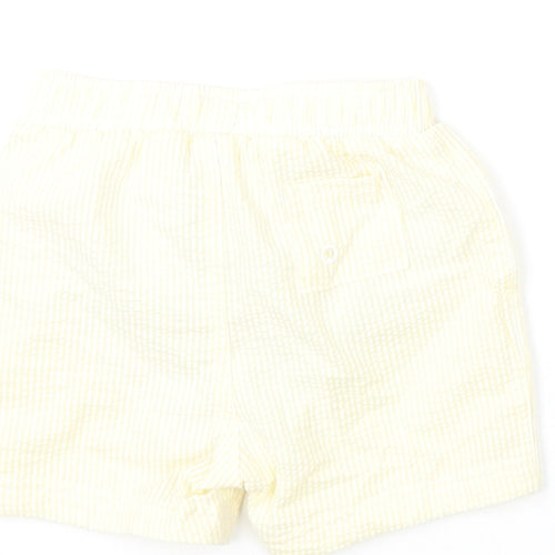 Marks and Spencer Boys Yellow Striped Cotton Cropped Trousers Size 12-18 Months Drawstring - Swim Shorts