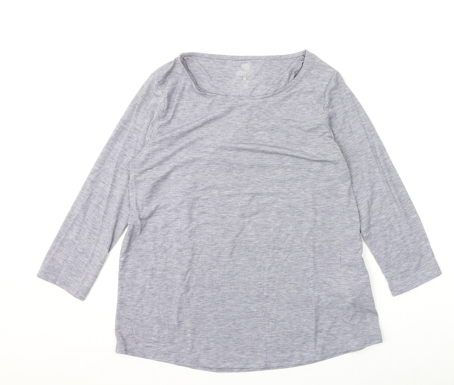 Sherpa Womens Grey Polyester Basic T-Shirt Size S Round Neck