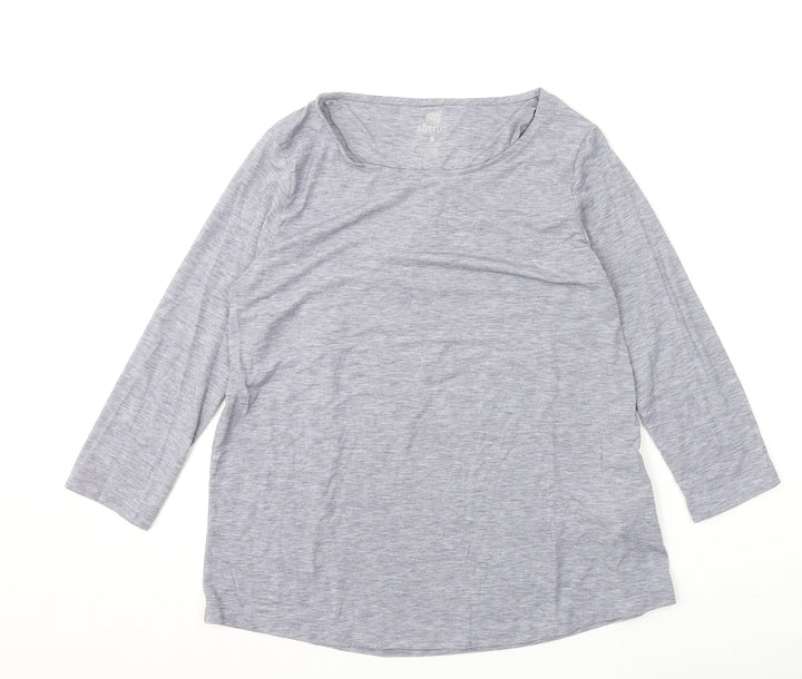 Sherpa Womens Grey Polyester Basic T-Shirt Size S Round Neck