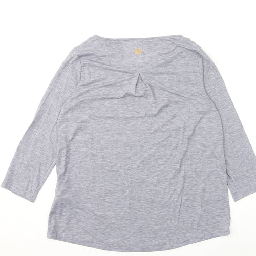 Sherpa Womens Grey Polyester Basic T-Shirt Size S Round Neck