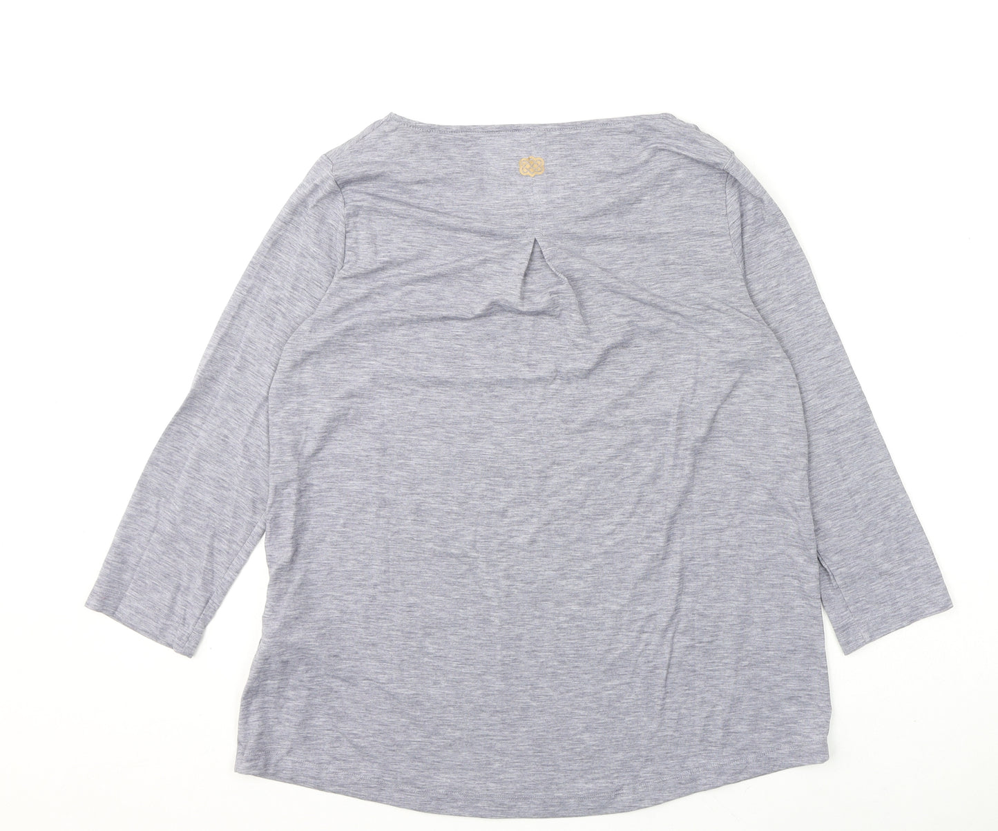 Sherpa Womens Grey Polyester Basic T-Shirt Size S Round Neck