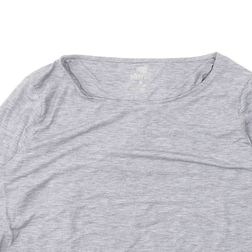Sherpa Womens Grey Polyester Basic T-Shirt Size S Round Neck