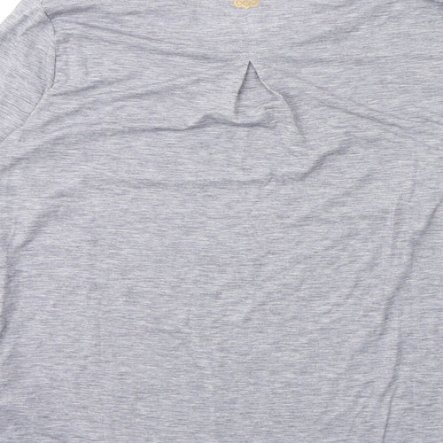 Sherpa Womens Grey Polyester Basic T-Shirt Size S Round Neck