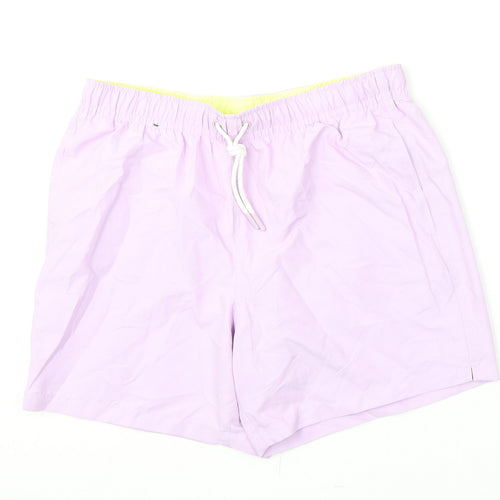 Marks and Spencer Mens Purple Polyester Bermuda Shorts Size M L6 in Regular Drawstring - Swim Shorts