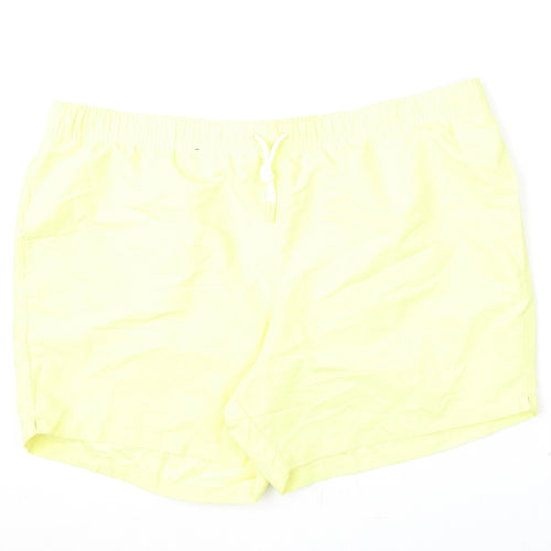 Marks and Spencer Mens Yellow Polyester Bermuda Shorts Size 3XL L6 in Regular Drawstring - Swim Shorts