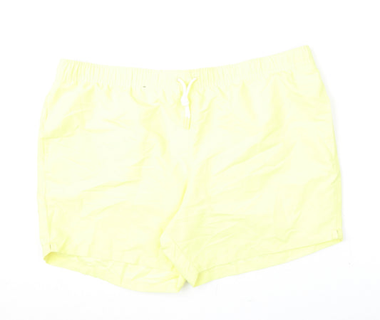 Marks and Spencer Mens Yellow Polyester Bermuda Shorts Size 3XL L6 in Regular Drawstring - Swim Shorts