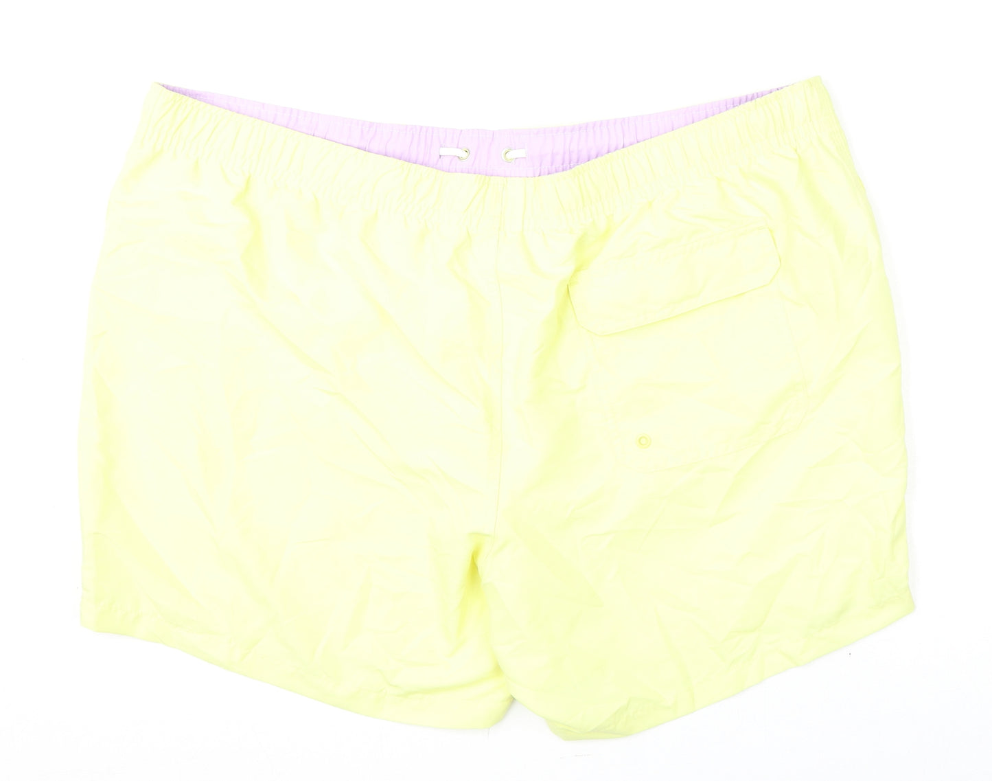 Marks and Spencer Mens Yellow Polyester Bermuda Shorts Size 3XL L6 in Regular Drawstring - Swim Shorts