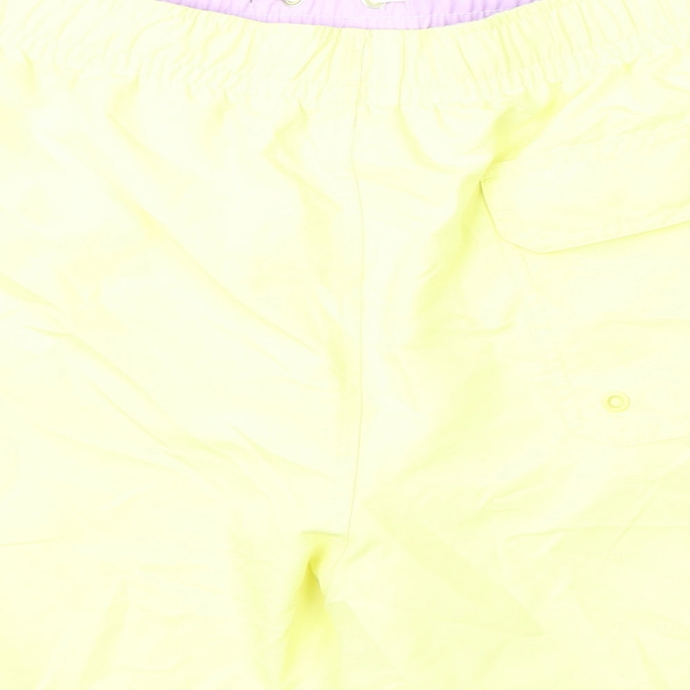 Marks and Spencer Mens Yellow Polyester Bermuda Shorts Size 3XL L6 in Regular Drawstring - Swim Shorts