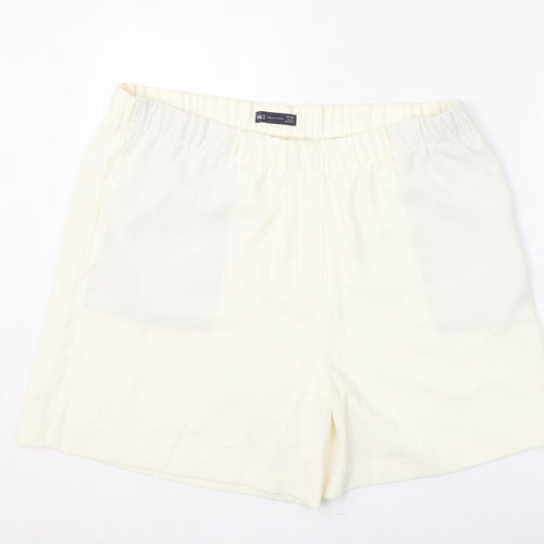 Marks and Spencer Womens Ivory Polyester Basic Shorts Size 20 L6 in Regular Pull On