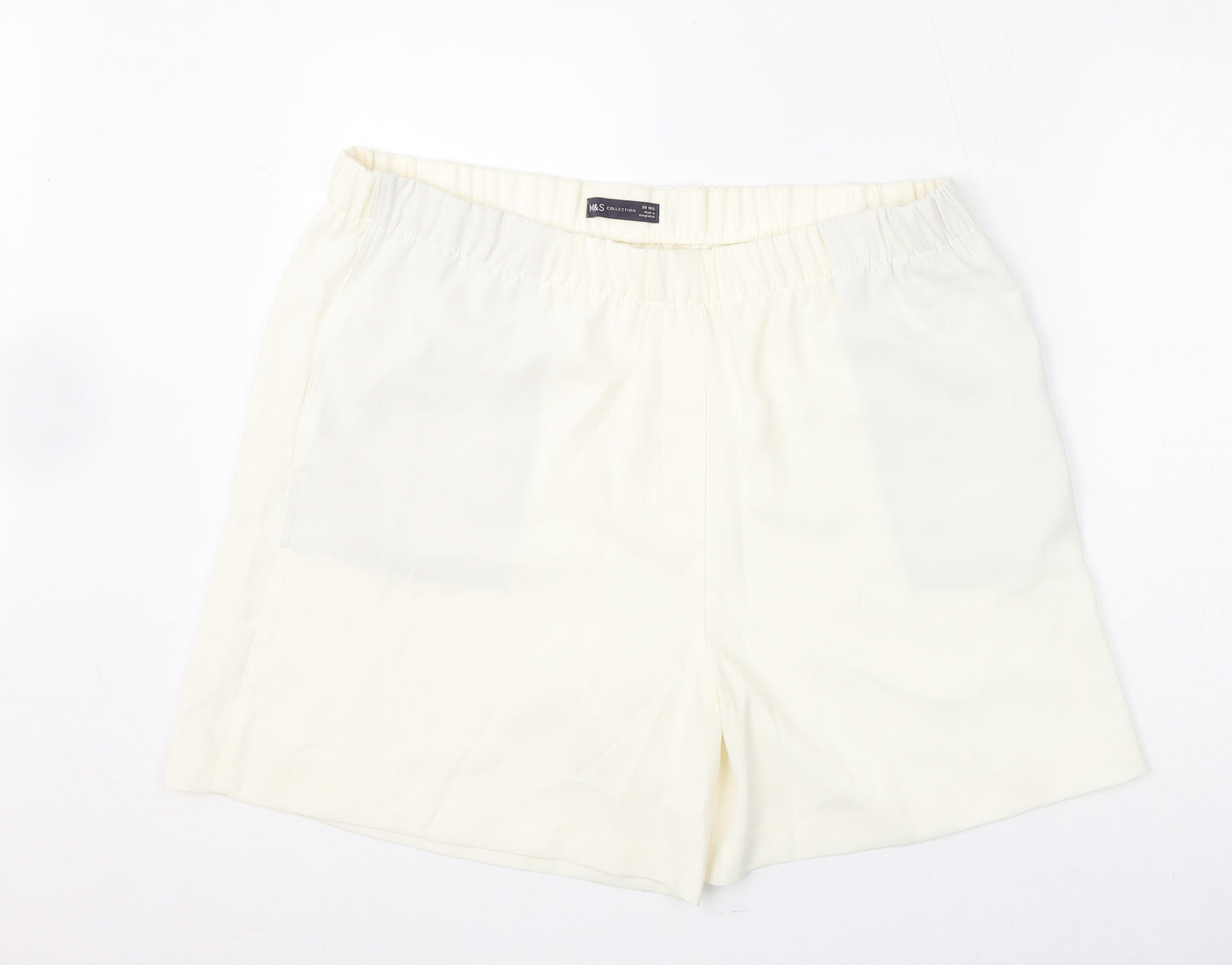 Marks and Spencer Womens Ivory Polyester Basic Shorts Size 20 L6 in Regular Pull On