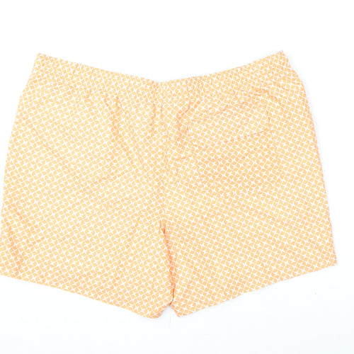 Marks and Spencer Mens Orange Geometric Polyester Bermuda Shorts Size 2XL L6 in Regular Drawstring - Swim Shorts