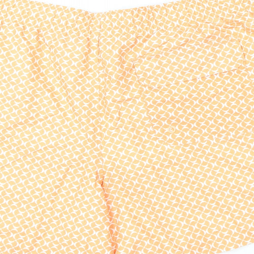 Marks and Spencer Mens Orange Geometric Polyester Bermuda Shorts Size 2XL L6 in Regular Drawstring - Swim Shorts