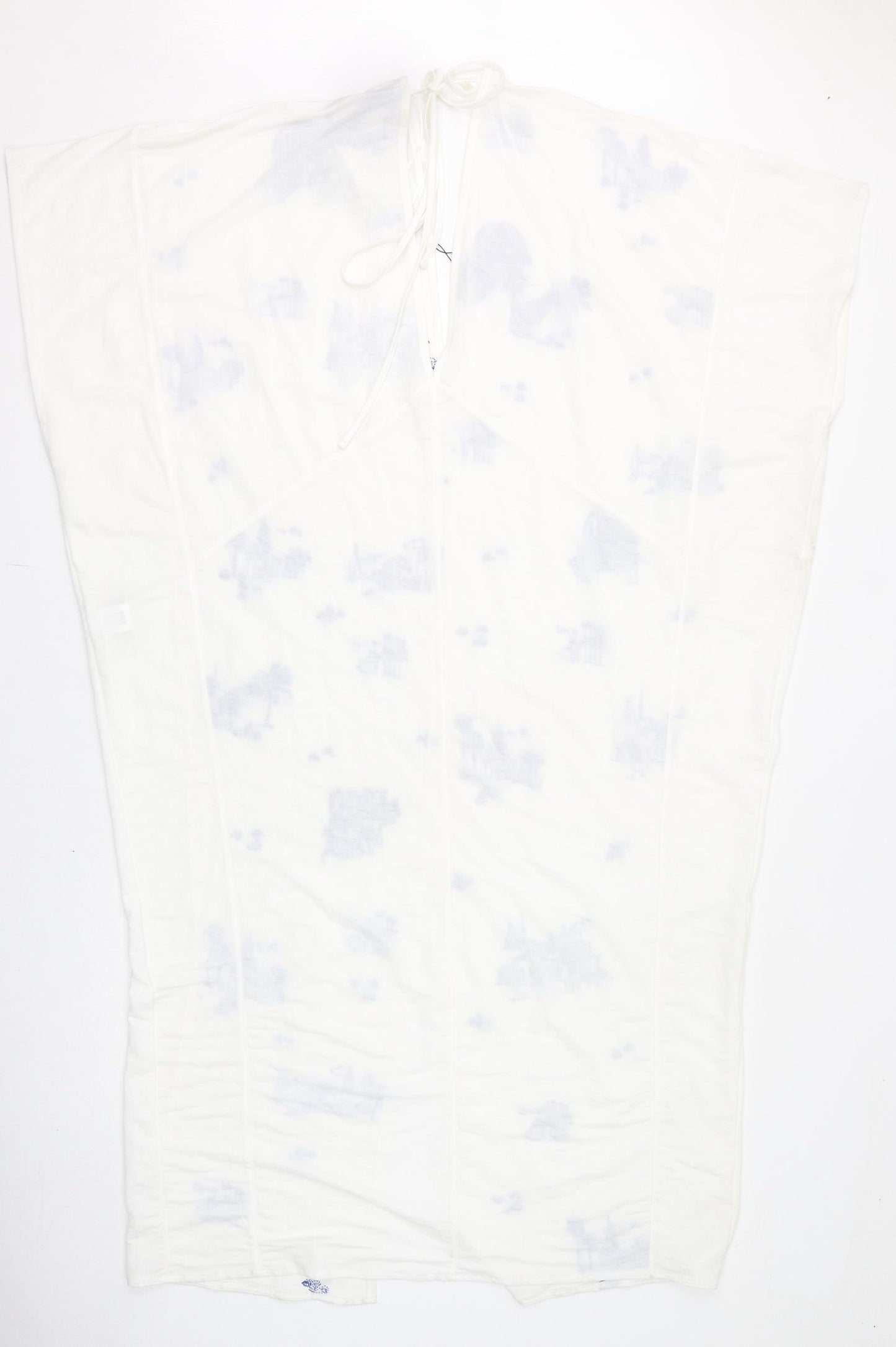 Zara Womens Ivory Geometric Viscose Sheath Size M V-Neck Tie - Embroidery