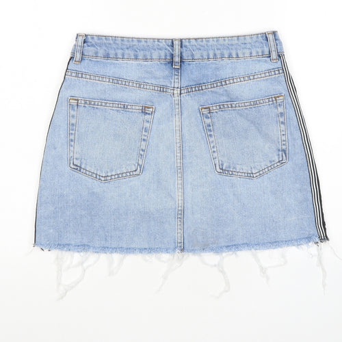 Topshop Womens Blue Cotton Mini Skirt Size 10 Zip - Unavailable