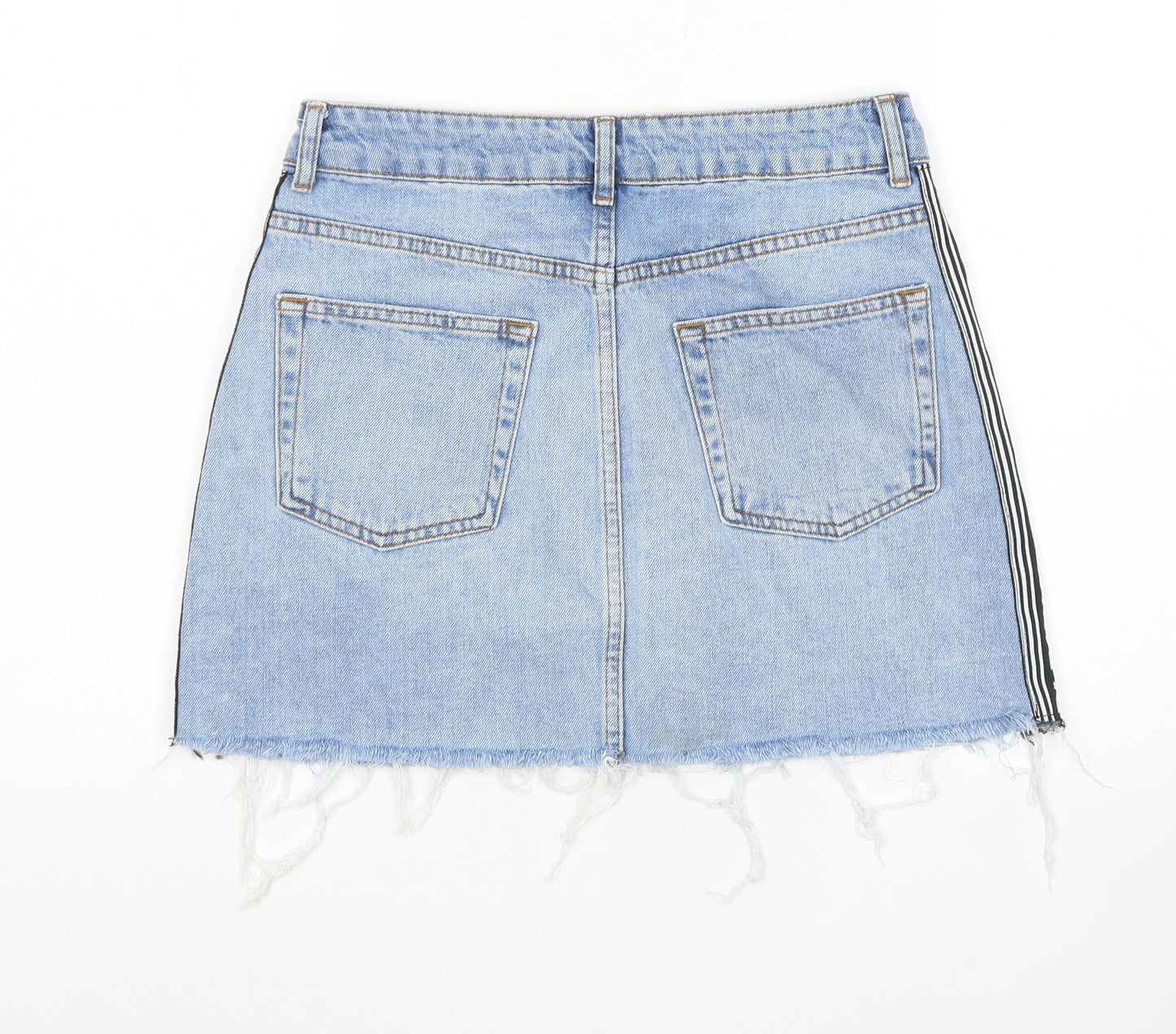 Topshop Womens Blue Cotton Mini Skirt Size 10 Zip - Unavailable