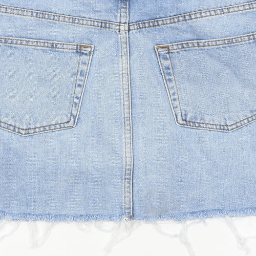 Topshop Womens Blue Cotton Mini Skirt Size 10 Zip - Unavailable