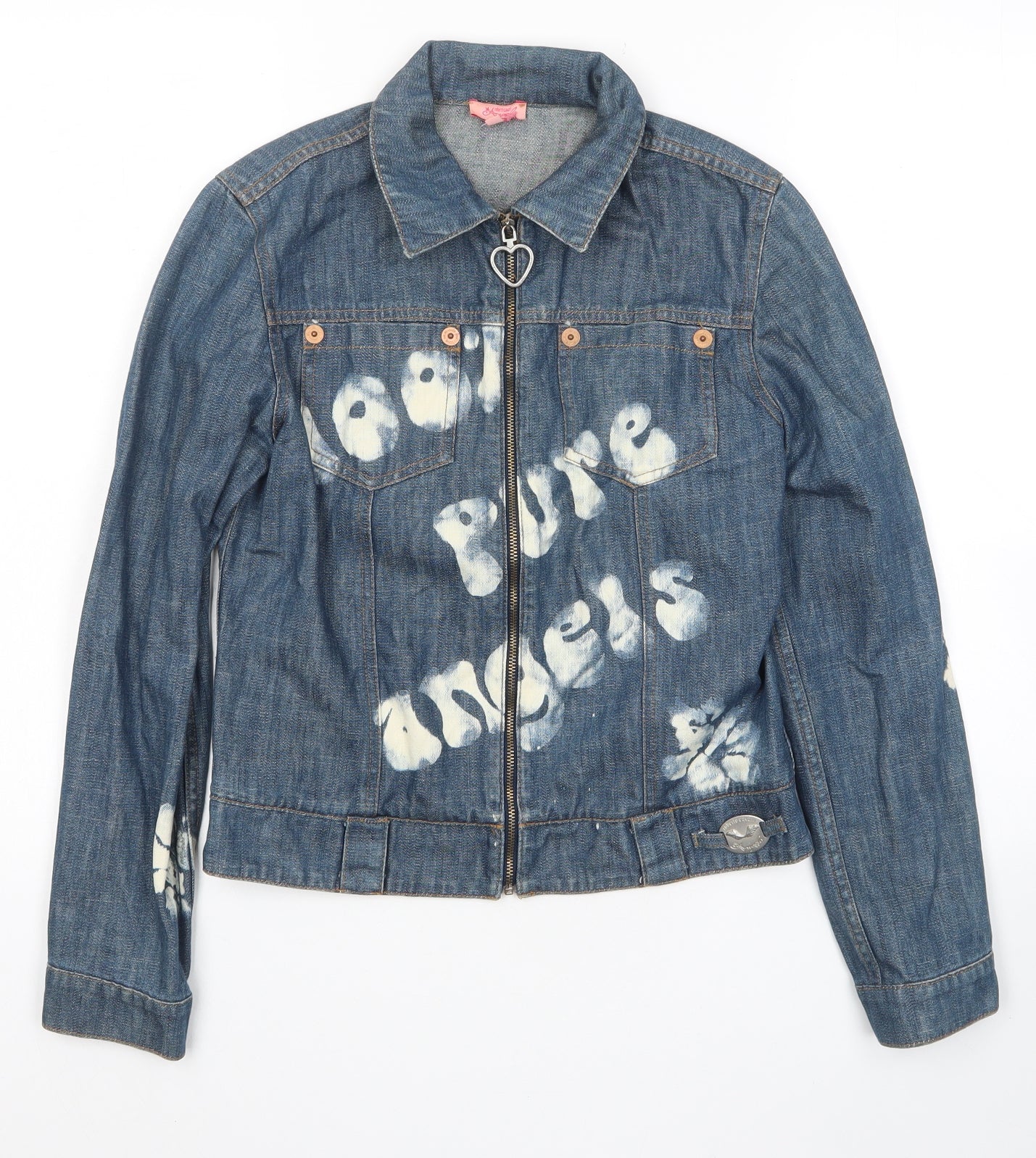 Roberto Cavalli Womens Blue Jacket Size XS Zip - 100% Pure Angels