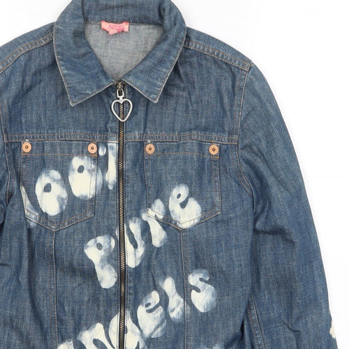 Roberto Cavalli Womens Blue Jacket Size XS Zip - 100% Pure Angels