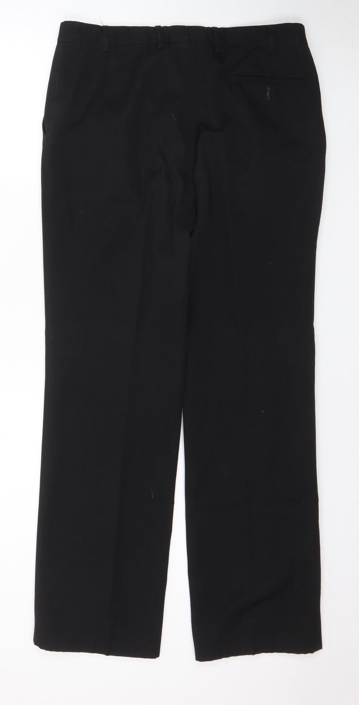 St Michael Mens Black Polyester Trousers Size 36 in L31 in Regular Zip