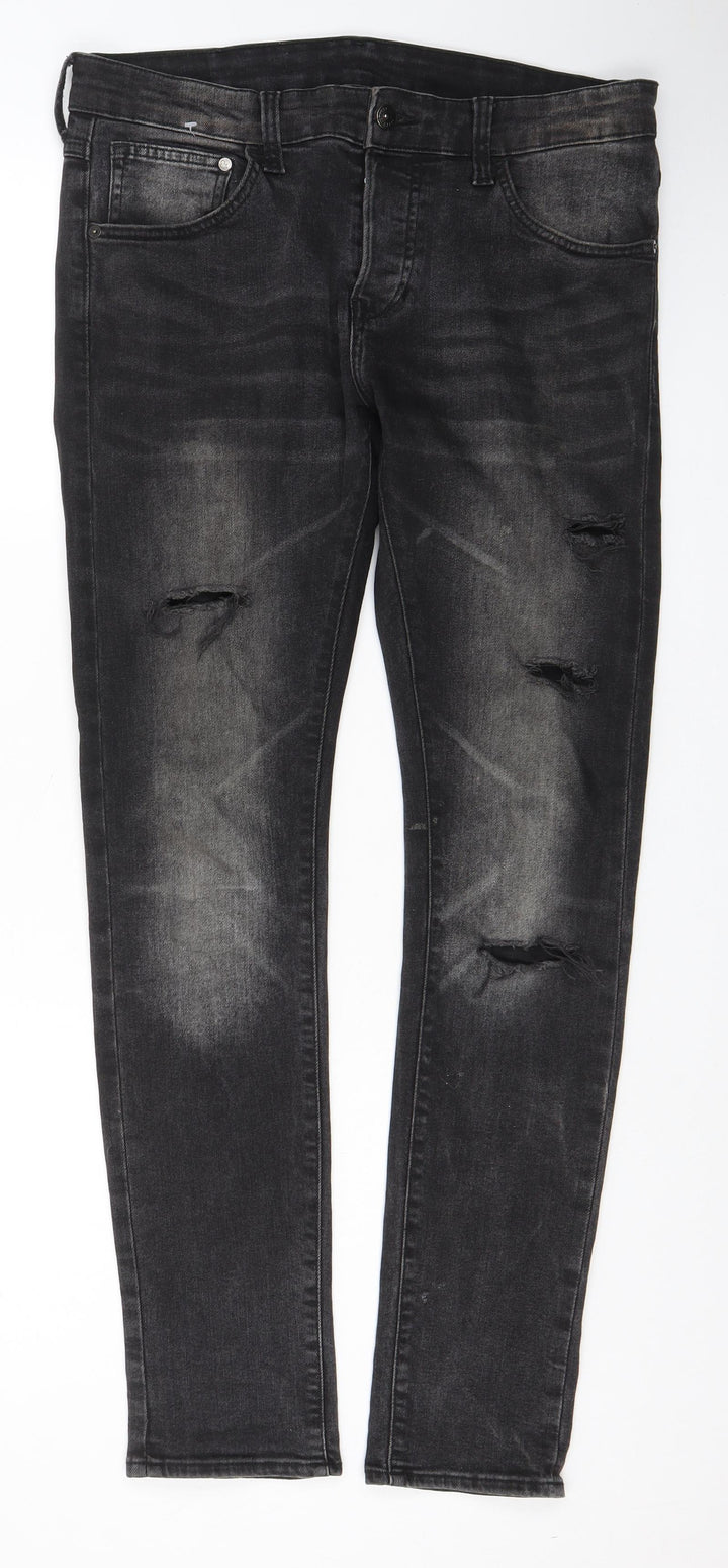 Denim & Co. Mens Black Cotton Skinny Jeans Size 32 in L32 in Regular Button