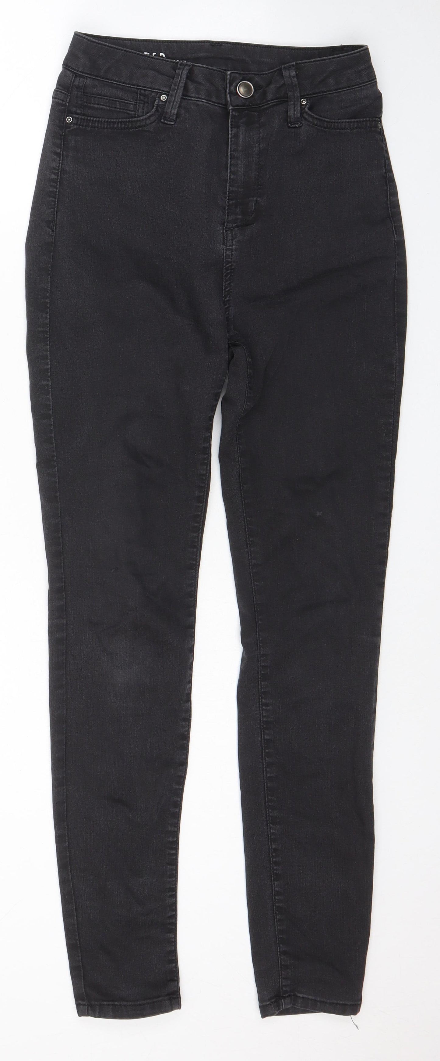 Marks and Spencer Womens Black Cotton Skinny Jeans Size 8 L26 in Regular Zip