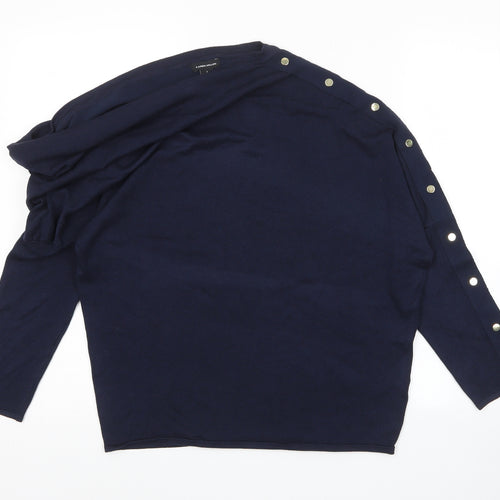 Karen Millen Womens Blue Cowl Neck Viscose Pullover Jumper Size S