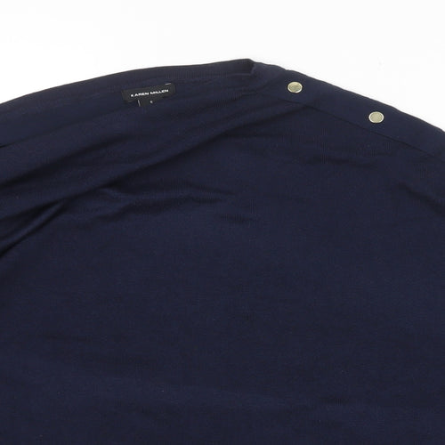 Karen Millen Womens Blue Cowl Neck Viscose Pullover Jumper Size S