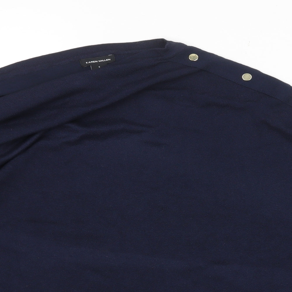 Karen Millen Womens Blue Cowl Neck Viscose Pullover Jumper Size S